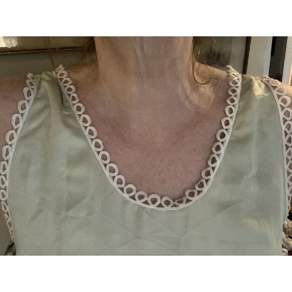 Vintage Pale Green SEXY Négligée Pajama night Gown Full Side Slip Silky nightie - Picture 2 of 14